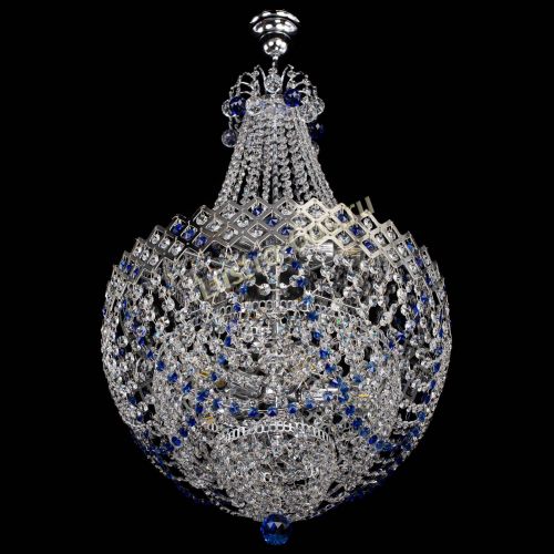 Люстра Корона №5 с подвесом Синяя в Саратове Гусь Хрустальный