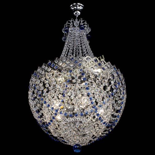 Люстра Корона №5 с подвесом Синяя в Саратове Гусь Хрустальный