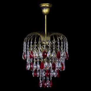 Люстра подвесная Лора №3 под бронзу красная