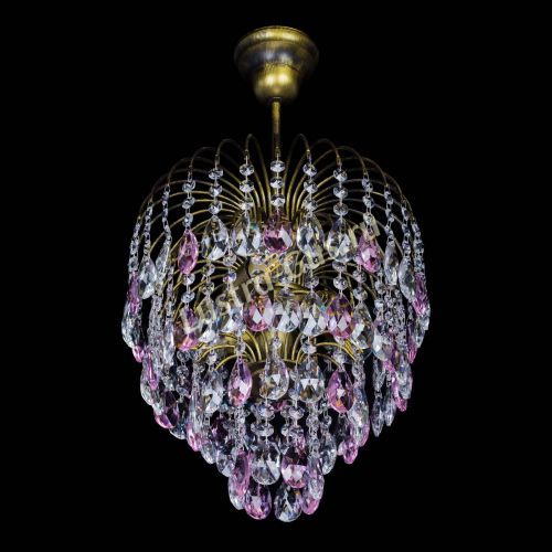 Люстра Лора №3 под бронзу розовая в Саратове Гусь Хрустальный