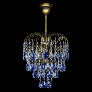Люстра подвесная Лора №3 под бронзу синяя