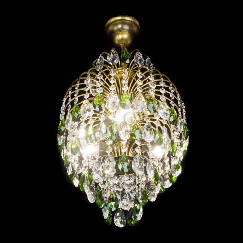 Люстра Лора №3 журавлик Зеленая под бронзу в Саратове Гусь Хрустальный