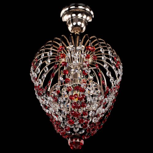 Люстра Малинка обтикон красная в Саратове Гусь Хрустальный