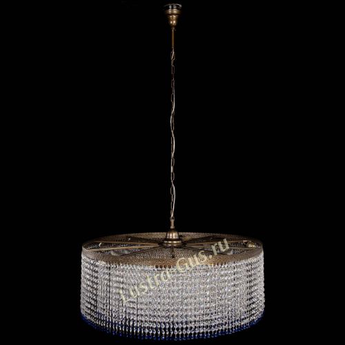 Люстра Милан капель №10 под бронзу синяя с подвесом в Саратове Гусь Хрустальный