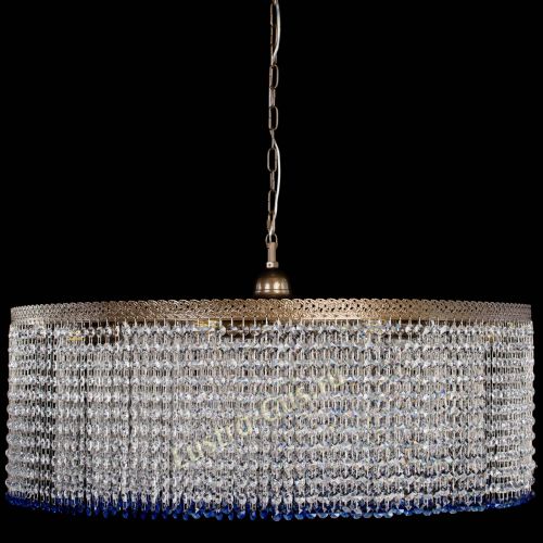 Люстра Милан капель №10 под бронзу синяя с подвесом в Саратове Гусь Хрустальный