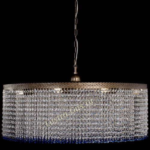 Люстра Милан капель №10 под бронзу синяя с подвесом в Саратове Гусь Хрустальный