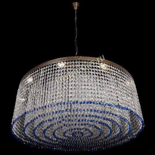 Люстра Милан капель №10 под бронзу синяя с подвесом в Саратове Гусь Хрустальный