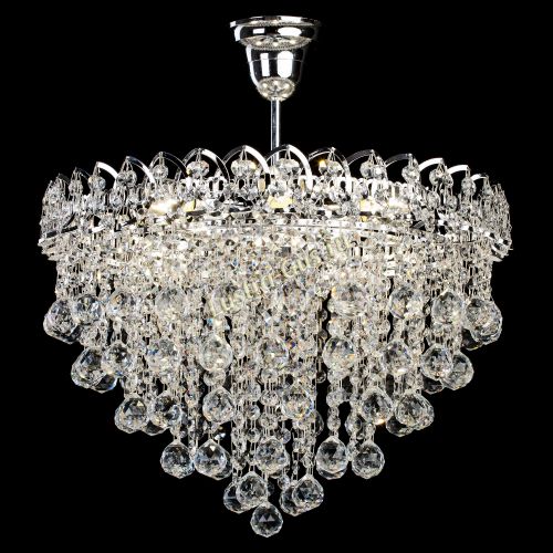 Люстра Капель Лепесток Шар 30 мм, Диаметр 450 мм, Серебро Гусь Хрустальный