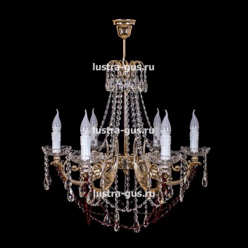 Люстра Свеча Лайт №1 оптикон цветная (рожки - пластик) в Саратове Гусь Хрустальный