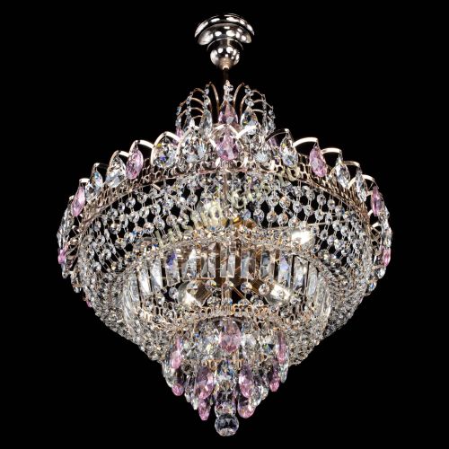 Люстра Ника подвесная Розовая в Саратове Гусь Хрустальный