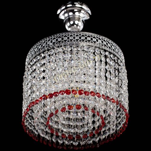 Люстра Венеция Капель №1 с подвесом Красная в Саратове Гусь Хрустальный