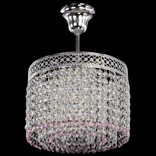 Люстра Венеция Капель №1 с подвесом Розовая в Саратове Гусь Хрустальный