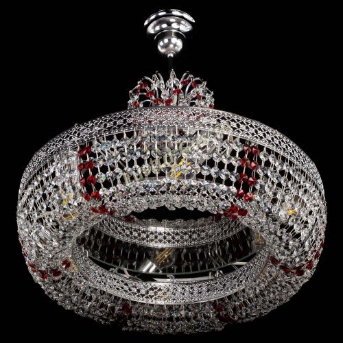 Люстра Венеция Кольцо с подвесом Красная в Саратове Гусь Хрустальный