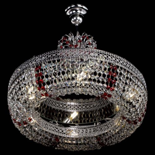 Люстра Венеция Кольцо с подвесом Красная в Саратове Гусь Хрустальный