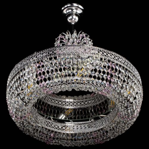 Люстра Венеция Кольцо с подвесом Розовая в Саратове Гусь Хрустальный