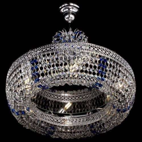 Люстра Венеция Кольцо с подвесом Синяя в Саратове Гусь Хрустальный
