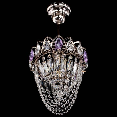 Люстра Водоворот №1 мини с подвесом фиолетовая в Саратове Гусь Хрустальный