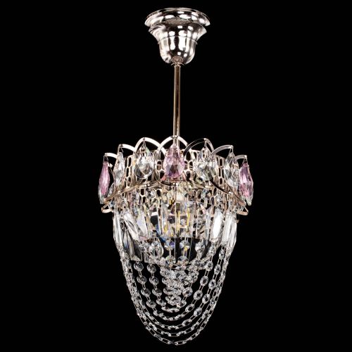 Люстра Водоворот №1 мини с подвесом розовая в Саратове Гусь Хрустальный