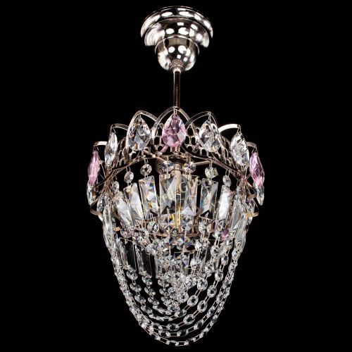 Люстра Водоворот №1 мини с подвесом розовая в Саратове Гусь Хрустальный