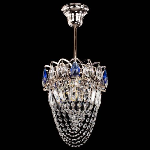 Люстра Водоворот №1 мини с подвесом синяя в Саратове Гусь Хрустальный