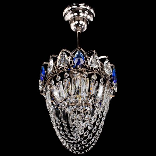 Люстра Водоворот №1 мини с подвесом синяя в Саратове Гусь Хрустальный