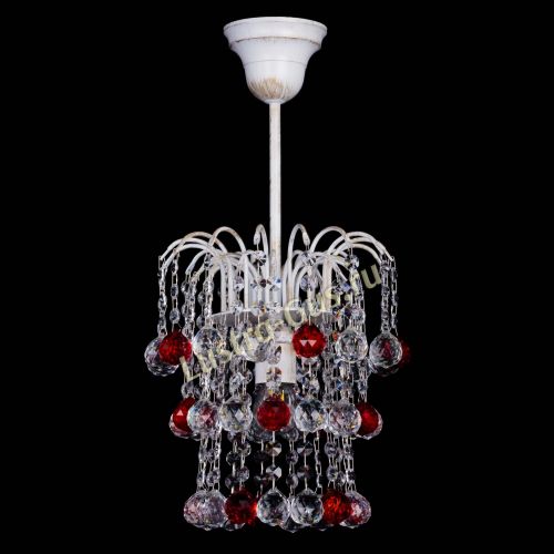 Люстра Зима шар красная (белая патина)  в Саратове Гусь Хрустальный