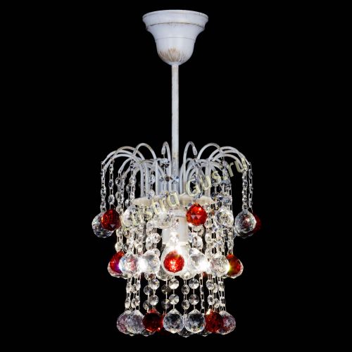 Люстра Зима шар красная (белая патина)  в Саратове Гусь Хрустальный