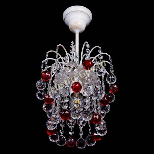 Люстра Зима шар красная (белая патина)  в Саратове Гусь Хрустальный