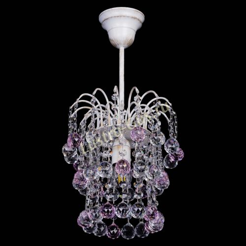 Люстра Зима шар розовая (белая патина)  в Саратове Гусь Хрустальный