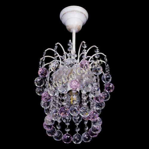 Люстра Зима шар розовая (белая патина)  в Саратове Гусь Хрустальный