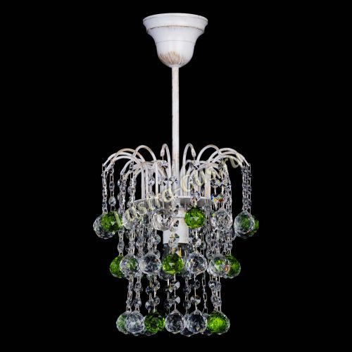Люстра Зима шар зеленая (белая патина)  в Саратове Гусь Хрустальный
