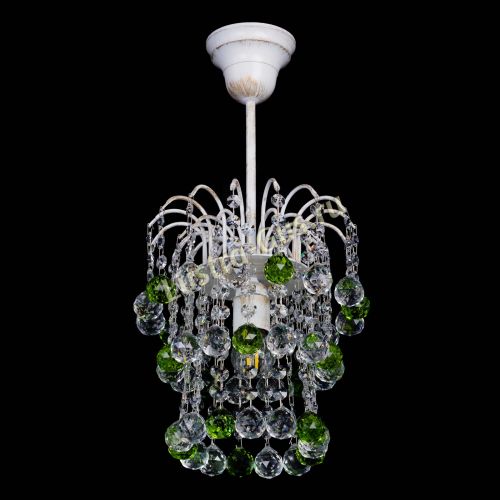 Люстра Зима шар зеленая (белая патина)  в Саратове Гусь Хрустальный