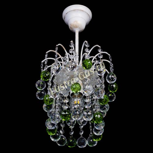 Люстра Зима шар зеленая (белая патина)  в Саратове Гусь Хрустальный