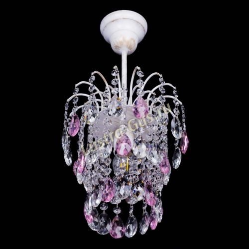 Люстра Зима журавлик розовая (белая патина) в Саратове Гусь Хрустальный