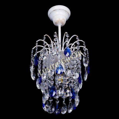 Люстра Зима журавлик синяя (белая патина) в Саратове Гусь Хрустальный