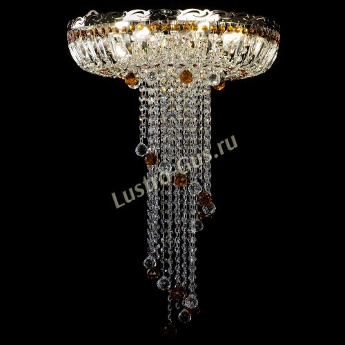 Люстра Анжелика №2 длинная шар 30 мм чайная  в Саратове Гусь Хрустальный