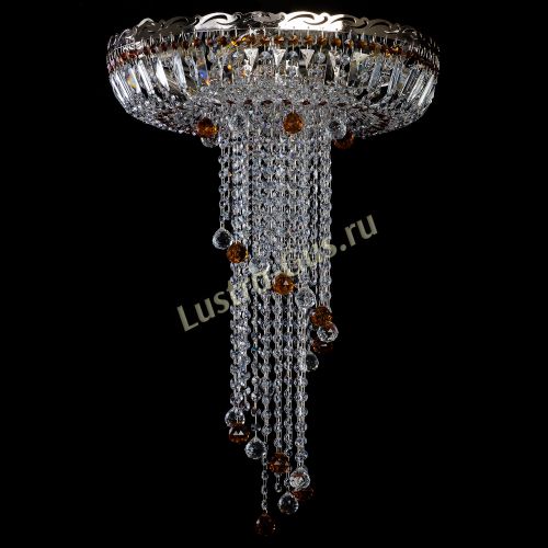 Люстра Анжелика №2 длинная шар 30 мм чайная  в Саратове Гусь Хрустальный