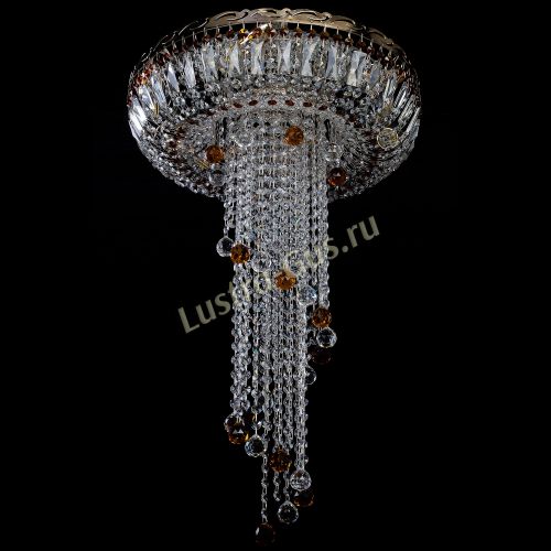 Люстра Анжелика №2 длинная шар 30 мм чайная  в Саратове Гусь Хрустальный