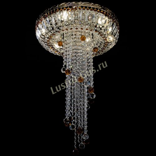 Люстра Анжелика №2 длинная шар 30 мм чайная  в Саратове Гусь Хрустальный