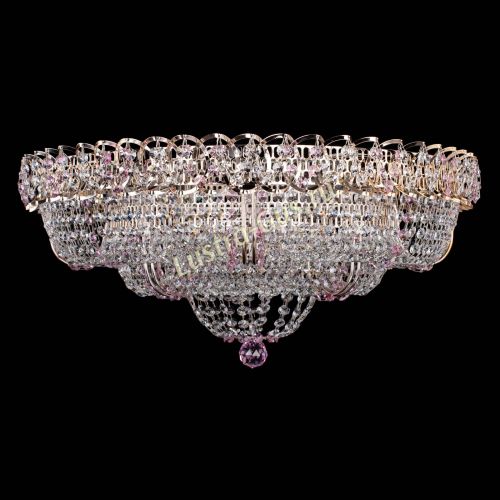 Люстра Двойное Кольцо Классика №6 розовая в Саратове Гусь Хрустальный