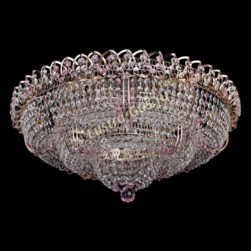 Люстра Двойное Кольцо Классика №6 розовая в Саратове Гусь Хрустальный