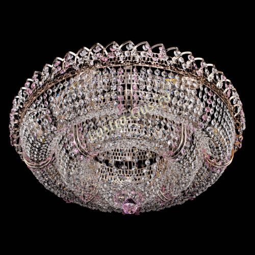 Люстра Двойное Кольцо Классика №6 розовая в Саратове Гусь Хрустальный