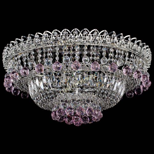 Люстра Хрустальный каскад №3 Шар розовая в Саратове Гусь Хрустальный