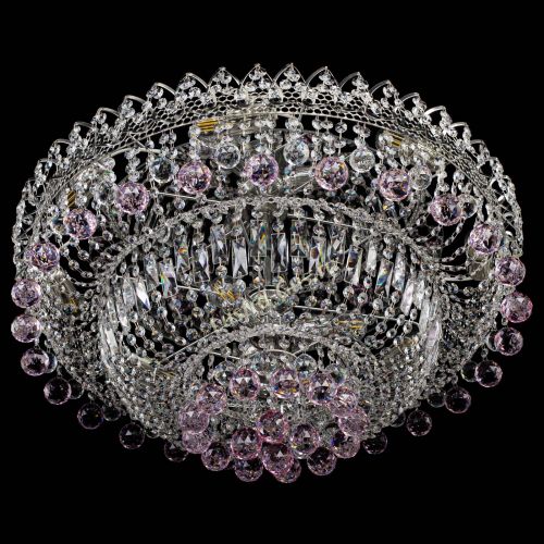 Люстра Хрустальный каскад №3 Шар розовая в Саратове Гусь Хрустальный