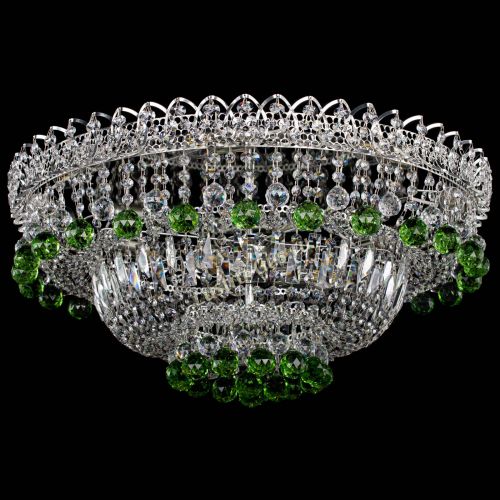 Люстра Хрустальный каскад №3 Шар зеленая в Саратове Гусь Хрустальный