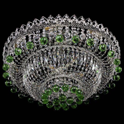 Люстра Хрустальный каскад №3 Шар зеленая в Саратове Гусь Хрустальный