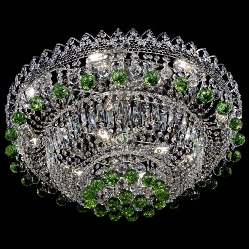 Люстра Хрустальный каскад №3 Шар зеленая в Саратове Гусь Хрустальный