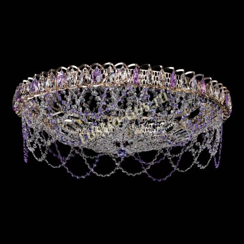 Люстра Каскад Ажур 700 мм фиолетовый в Саратове Гусь Хрустальный
