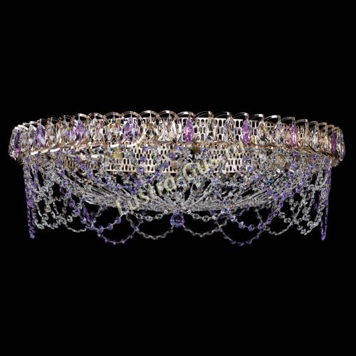 Люстра Каскад Ажур 700 мм фиолетовый в Саратове Гусь Хрустальный