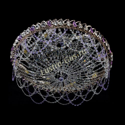 Люстра Каскад Ажур 700 мм фиолетовый в Саратове Гусь Хрустальный